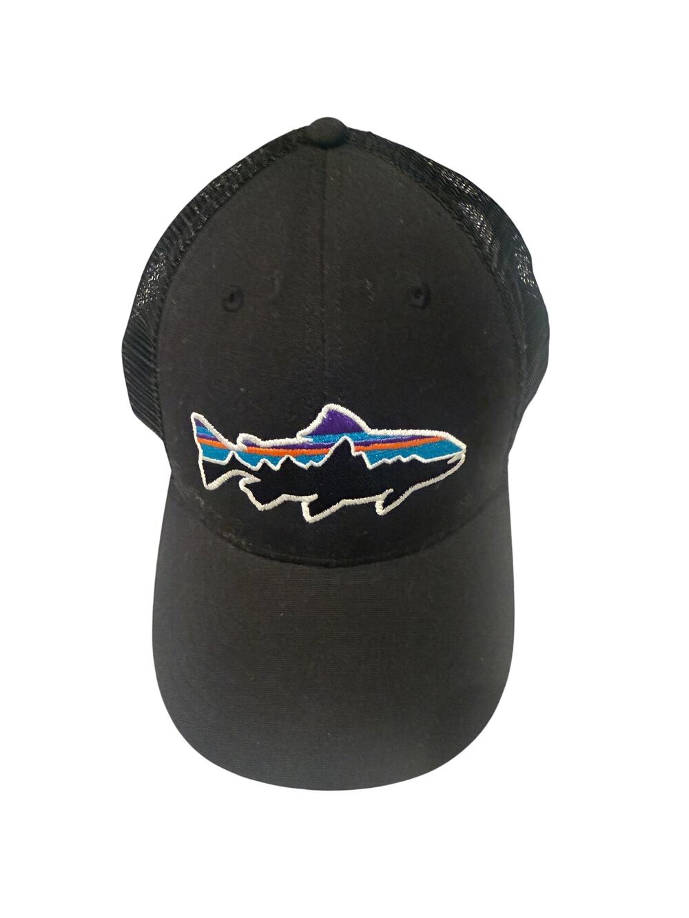 Patagonia Fitz Roy Trout Trucker Hat One Size Black Snapback Mesh NetPlus Cap